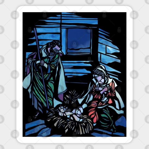 Nativity Scene Stained-Glass Sticker by 2HivelysArt